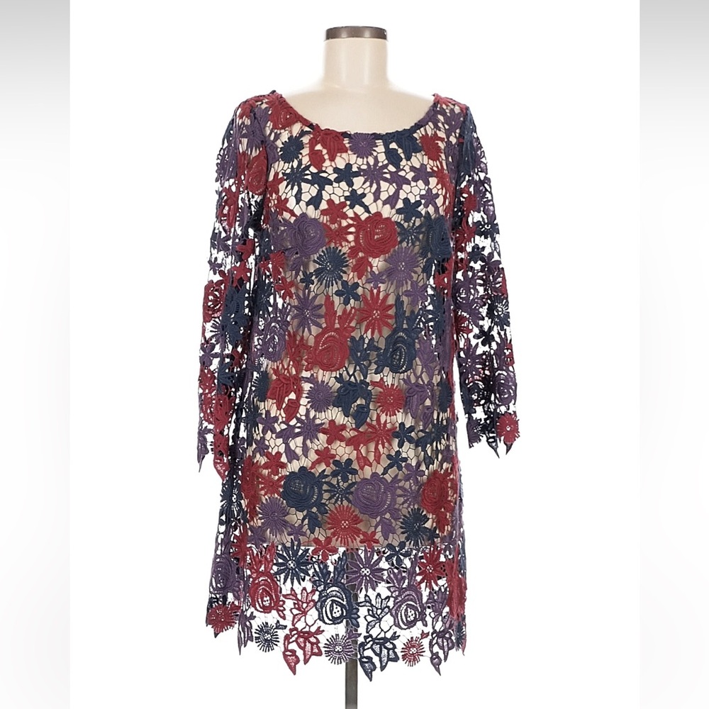 Anthropologie Moulinette Soeurs Harvest Blooms Crocheted floral Unlined dress 8P